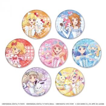 【予約2025年03月】ホログラム缶バッジ(65mm)「アイカツ!シリーズ×サンリオキャラクターズ」01/トレーディング(全7種)(等身イラスト) 7パック入りBOX A3