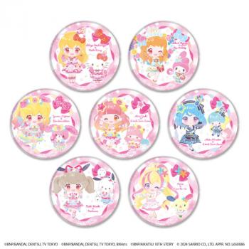 【予約2025年03月】ホログラム缶バッジ(65mm)「アイカツ!シリーズ×サンリオキャラクターズ」02/トレーディング(全7種)(ミニキャライラスト) 7パック入りBOX A3