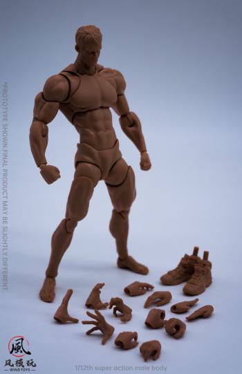 【予約2025年06月】1/12スケール 超可動フィギュア男性素体 ブラック WIND TOYS