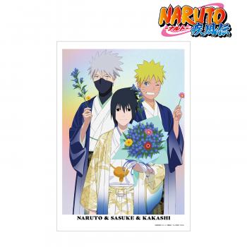 【予約2025年01月】NARUTO-ナルト- 疾風伝 描き下ろし うずまきナルト&うちはサスケ&はたけカカシ A3マット加工ポスター ＜うちはサスケ バースデーver.＞ アルマビアンカ