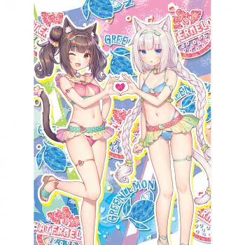 【予約2025年03月】ネコぱら B2タペストリー（ショコラ＆バニラ/水着）Wスエード カーテン魂